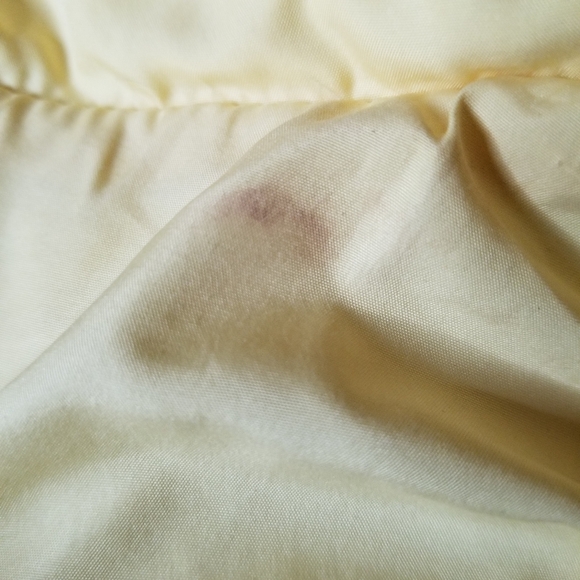 Vero Puimino Real Feather Embroidered Reversible Pale Yellow Puffer Jacket Sz S - Picture 15 of 16